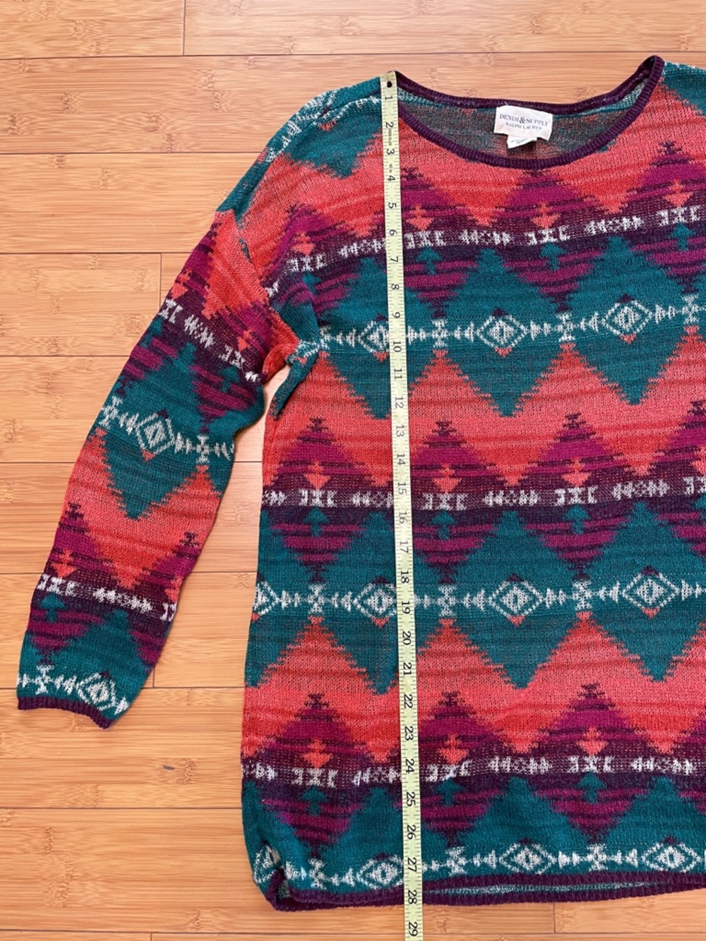 Denim & Supply Ralph Lauren Top Large Relaxed Geometric Aztec Sweater Multi - Picture 11 of 12